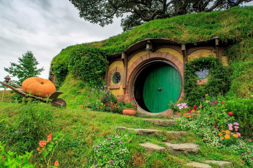 Front door of Bilbo's house where he greeted Gandalf and was open to conversation and adventure